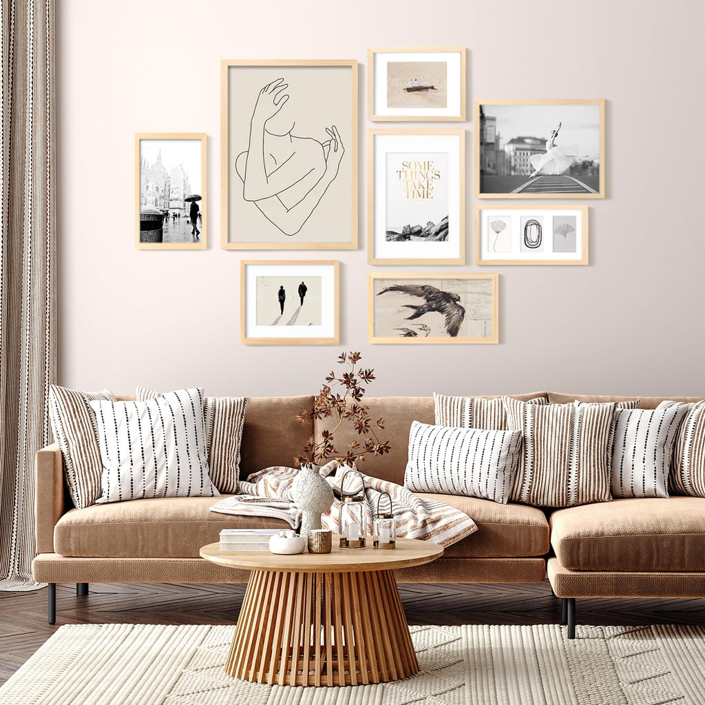 4x6 Frame Natural, Solid Wood 4 x 6 Picture Frame with Acrylic Plexiglass for 3.5x5 with Mat, Tabletop and Wall