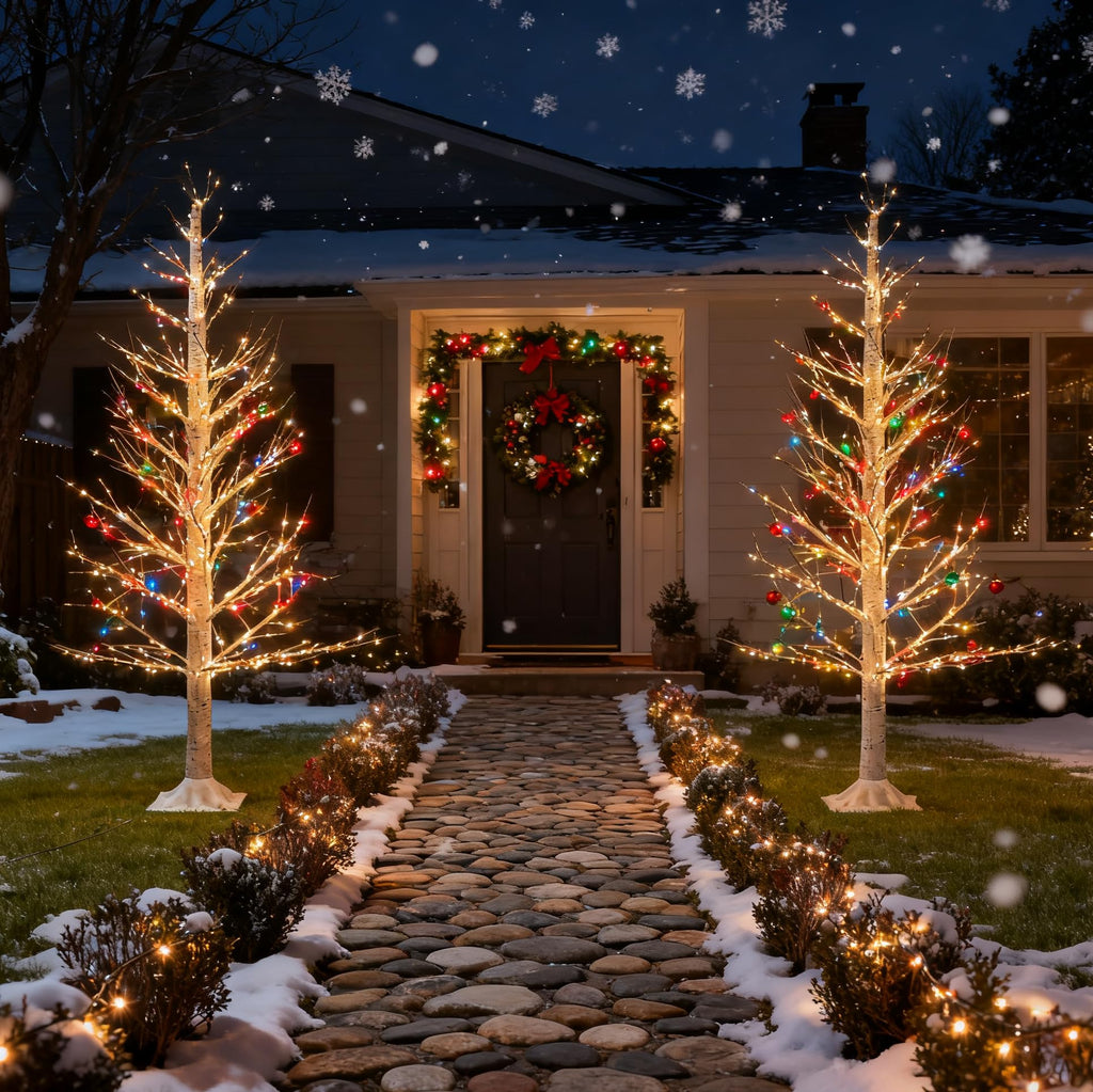 4ft Lighted Christmas Birch Tree with 650 Warm White LED Lights