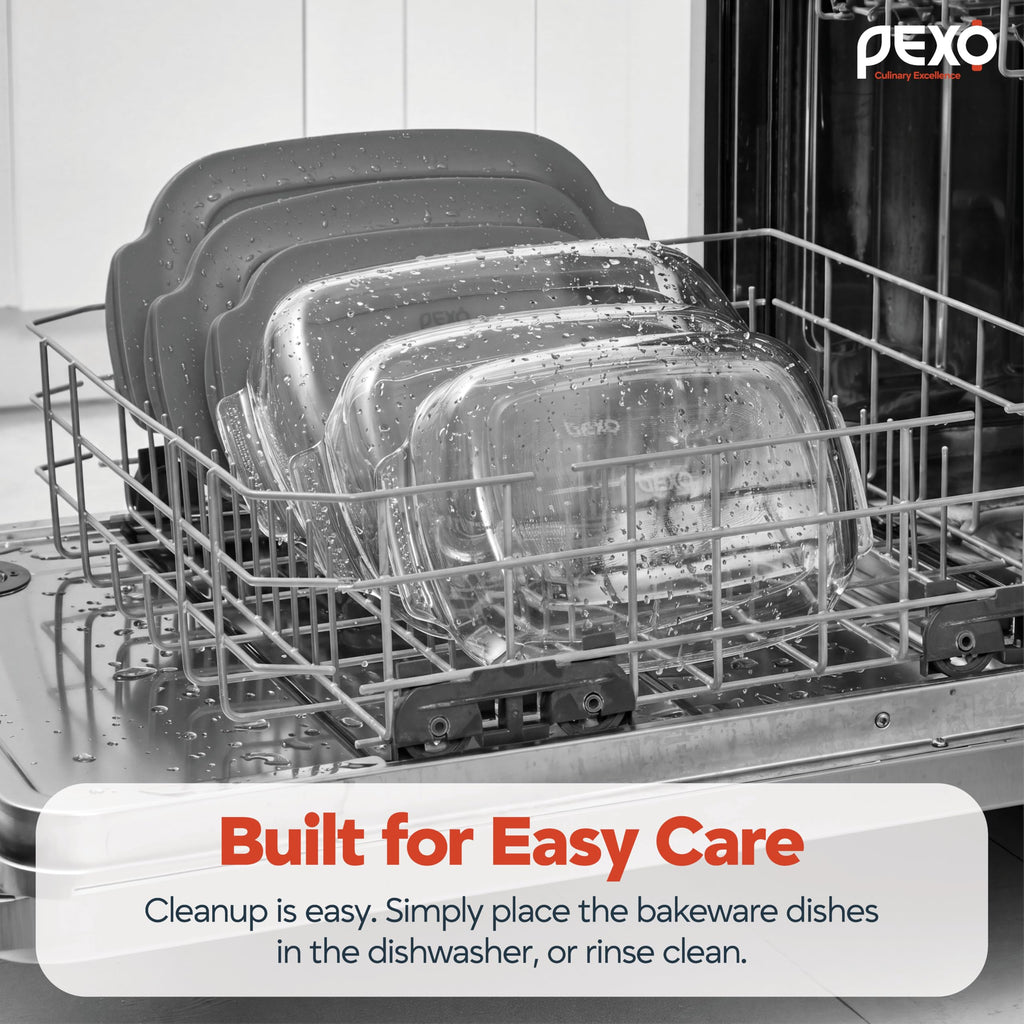 6-Piece Deep Glass Baking Dishes with Lids, Clear Glass Bakeware with Silicone Handles, (2.11QT, 3QT, 4.12QT)