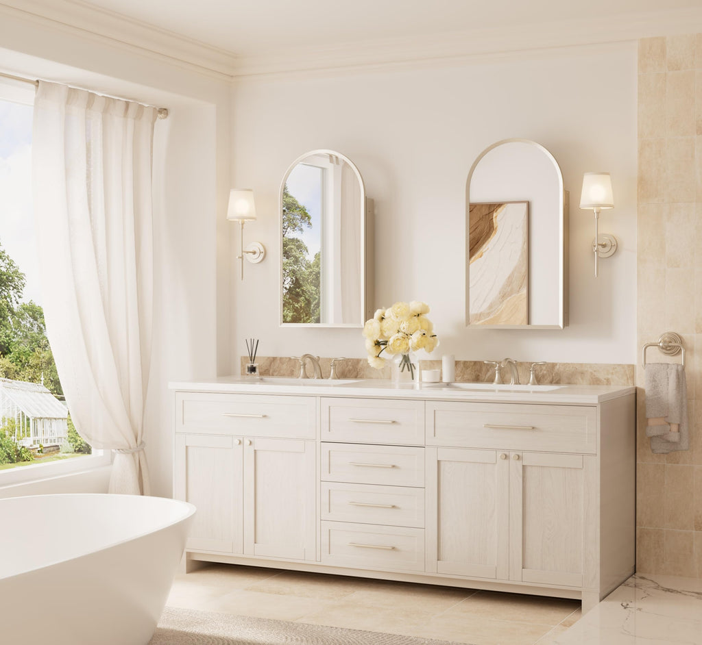 Arched Medicine Cabinet with Mirror 16" x 30", Brushed Nickel