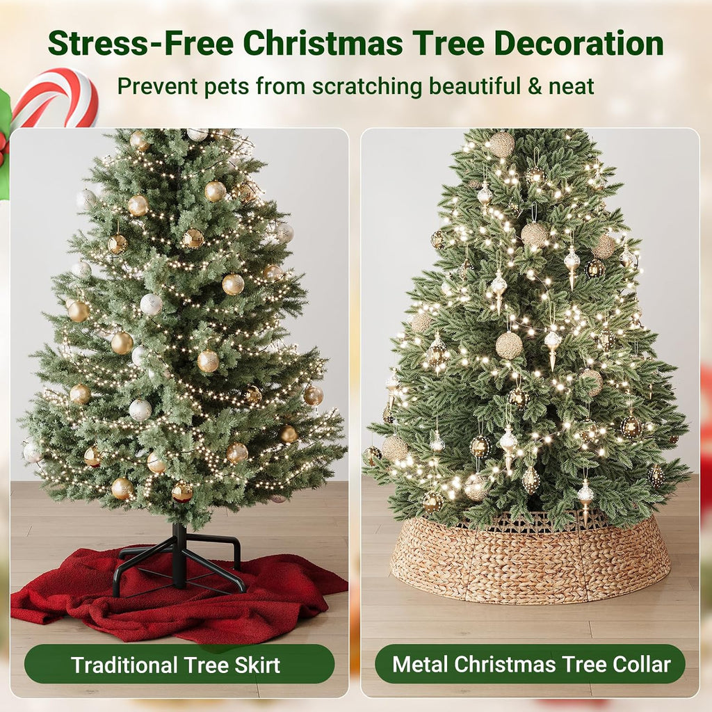 42 Inch Wicker Christmas Tree Collar, Woven Rattan Xmas Tree Skirt