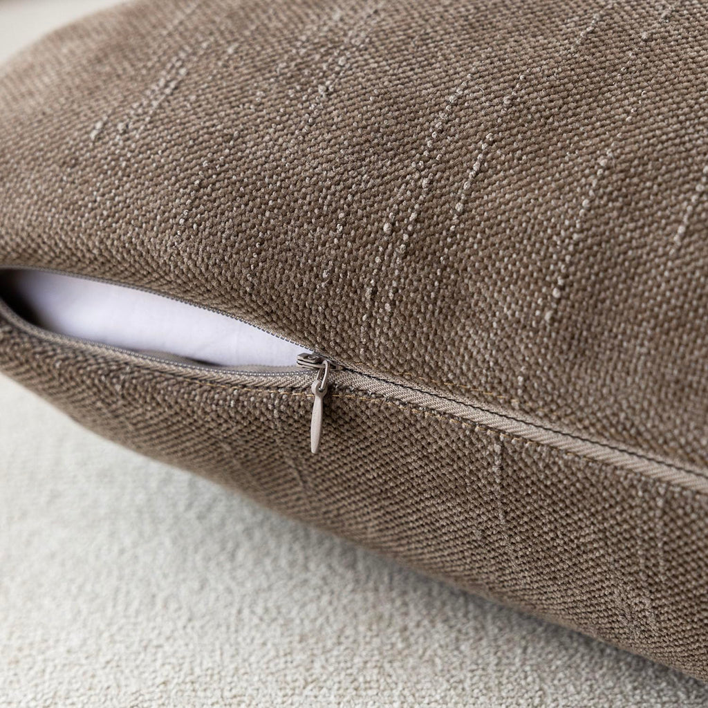 Solid Textured Chenille Throw Pillow Covers 18x18 Inch, Taupe