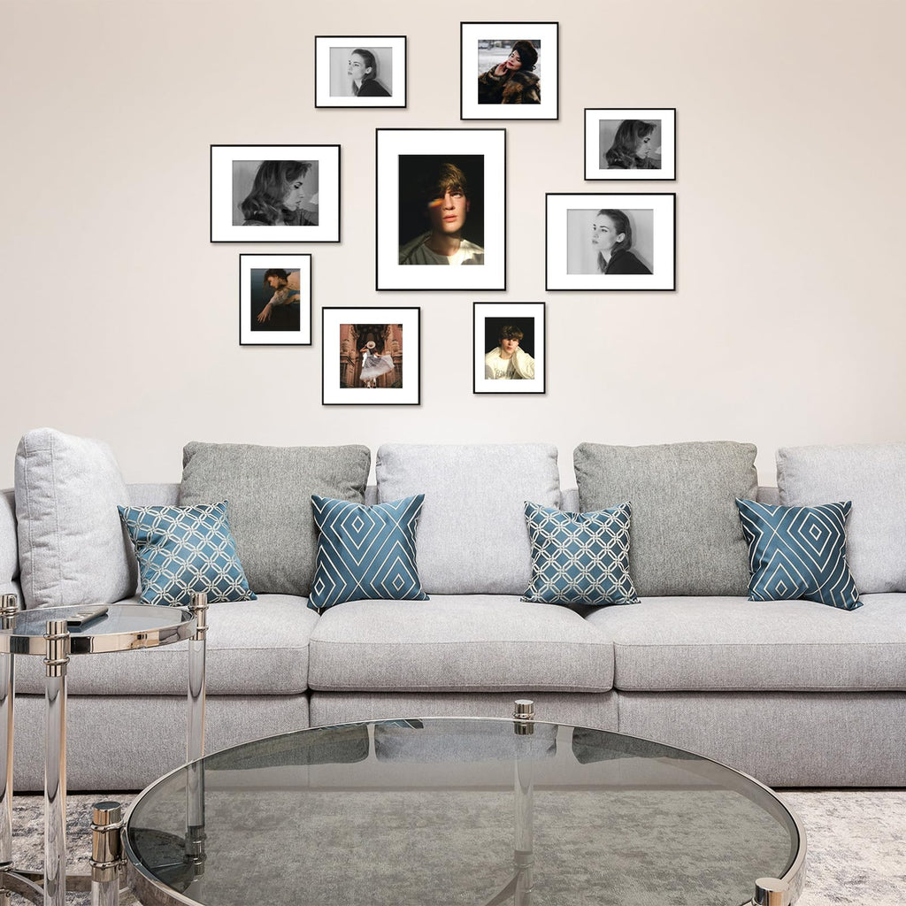 12x16 Black Aluminum Frame with White Mat, Real Glass