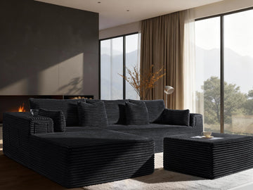 108" Oversized Cloud Sectional Couch, Comfort U Shaped Boneless Couch, Extra Deep Seats No Assembly, Modular Sofa