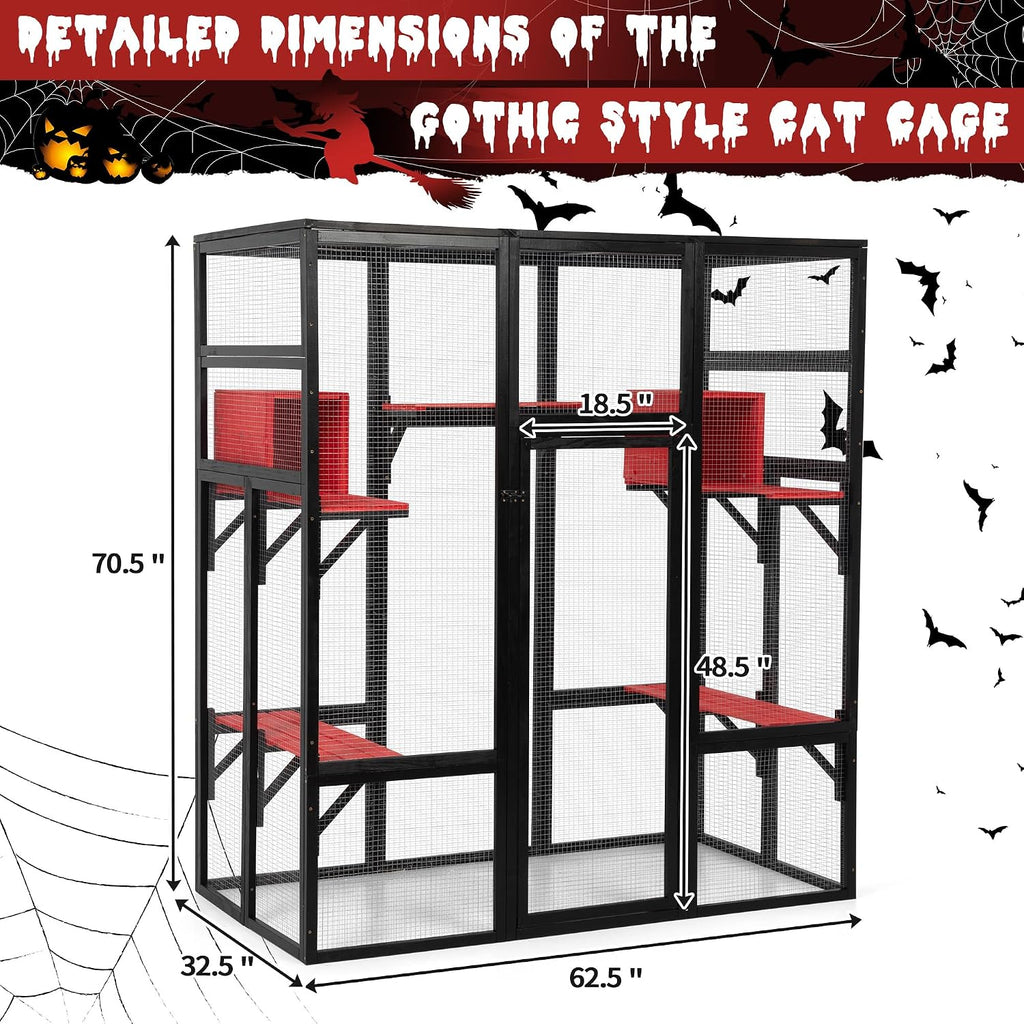 71in Catio, Indoor & Outdoor Cat Enclosure Waterproof Roof & Perche