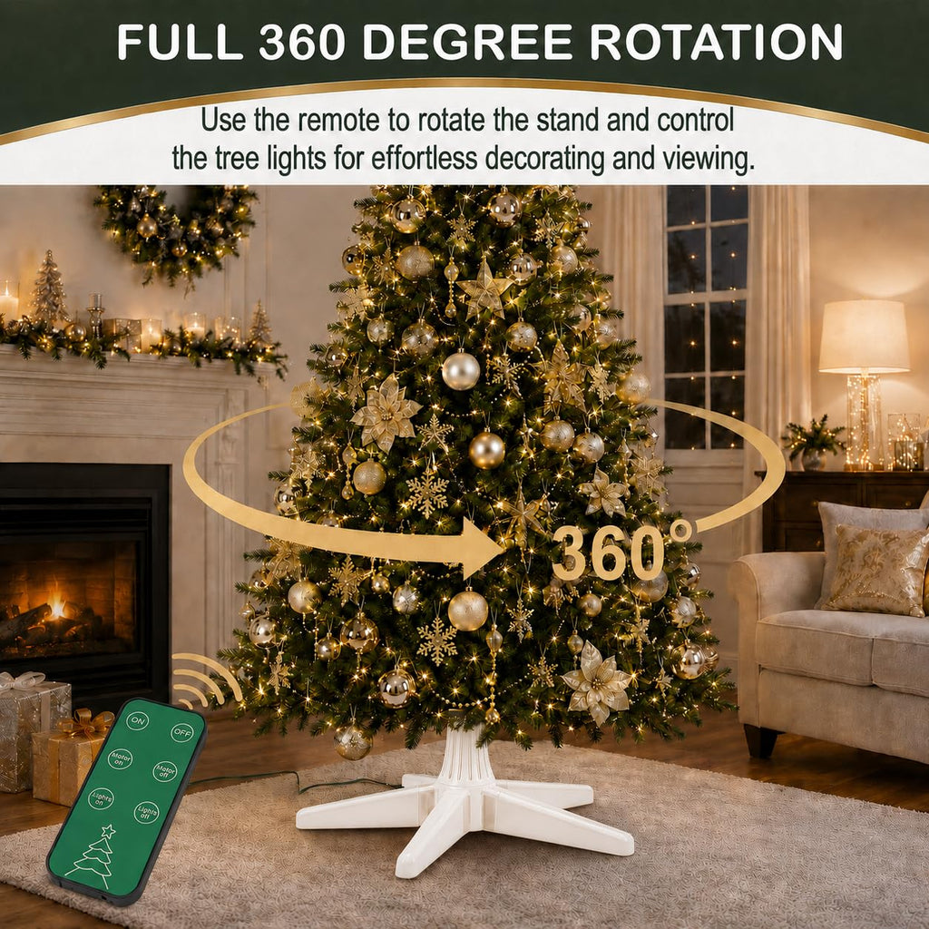 Rotating Christmas Tree Stand with Remote, 360 Spin (White)