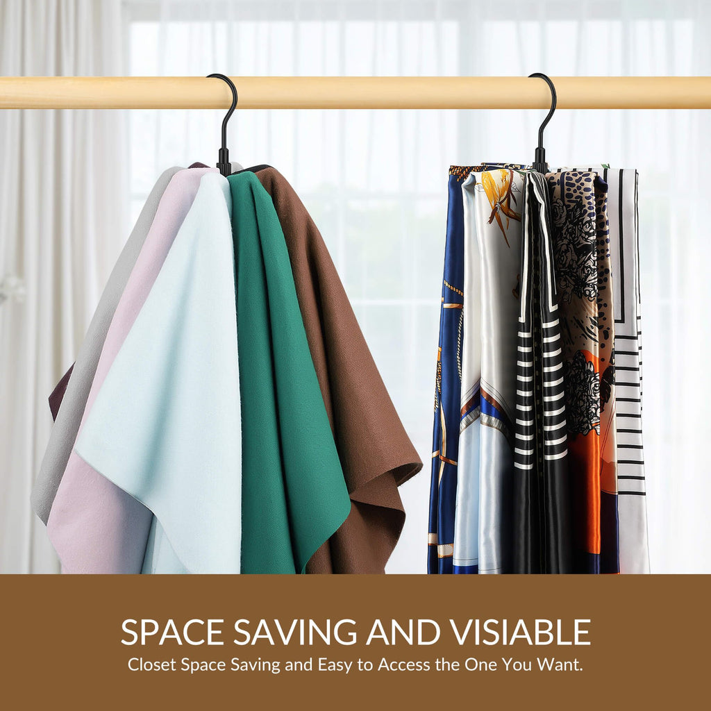 2 Pack Scarf Organizer Scarf Hanger for Closet, Rotatable Sturdy Hijab Holder Holds 16 Scarves, Metal Space Saving