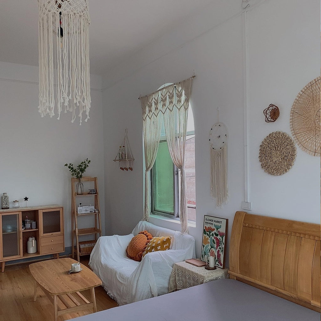 Boho Doorway Curtains Macrame Valance Wall Hanging Home Macrame Woven Tapestry Butterfly Curtain Decoration Room