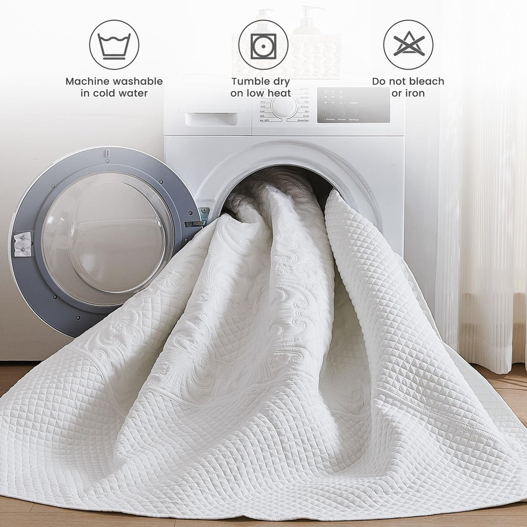 Alaskan King Quilt Set White Oversized King Bedspreads 132x120