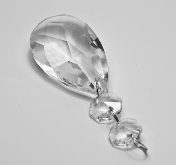 Clear Crystal Chandelier Teardrop Prisms Pendant Hanging Garland Bead Chandelier Curtain with Large Tear Drop Bead