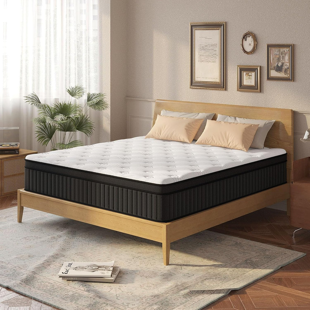 King Size Mattress, 14 Inch King Mattress Hybrid in Box, Individual Pocket Springs, Medium Firm, Breathable and