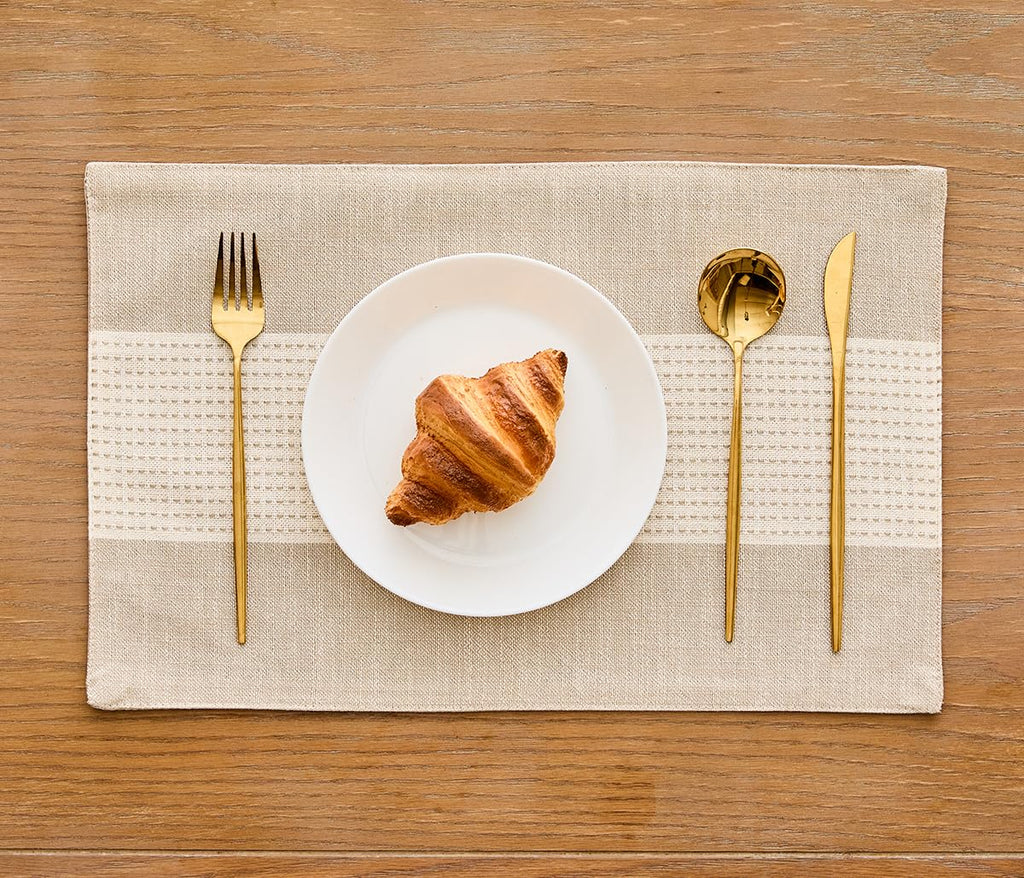 Linen Placemats, 12 x 18 Inch Set of 4 Placemats, Farmhouse Macrame Place Mats Table and Heat Resistant-Hemstitch