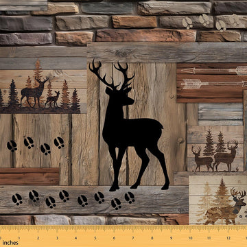 Black Deer Fabric by The Yard Soft Polyester, Wild Animal Hunting Fabric for and Home DIY Projects, Rustic Farmhouse
