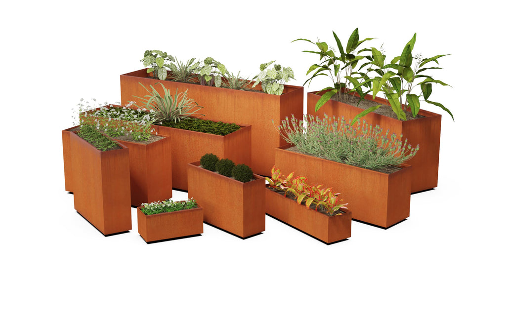 Extra Large Commercial Planter - 60-Inch (5 FT) Corten Steel Planter Box | Heavy Duty Metal s & Borders | Made in