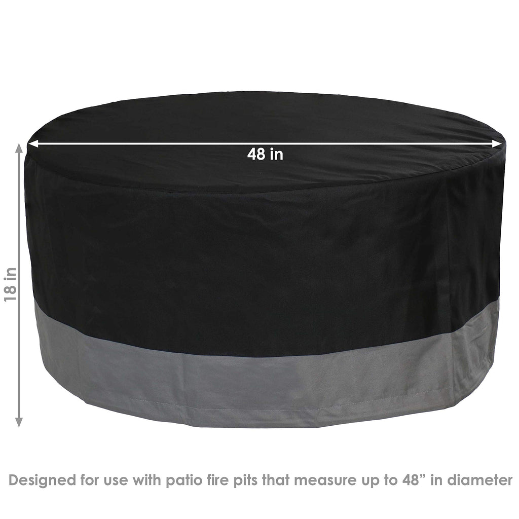 Durable Patio Fire Pit Cover, Round, Black & Gray, 48"