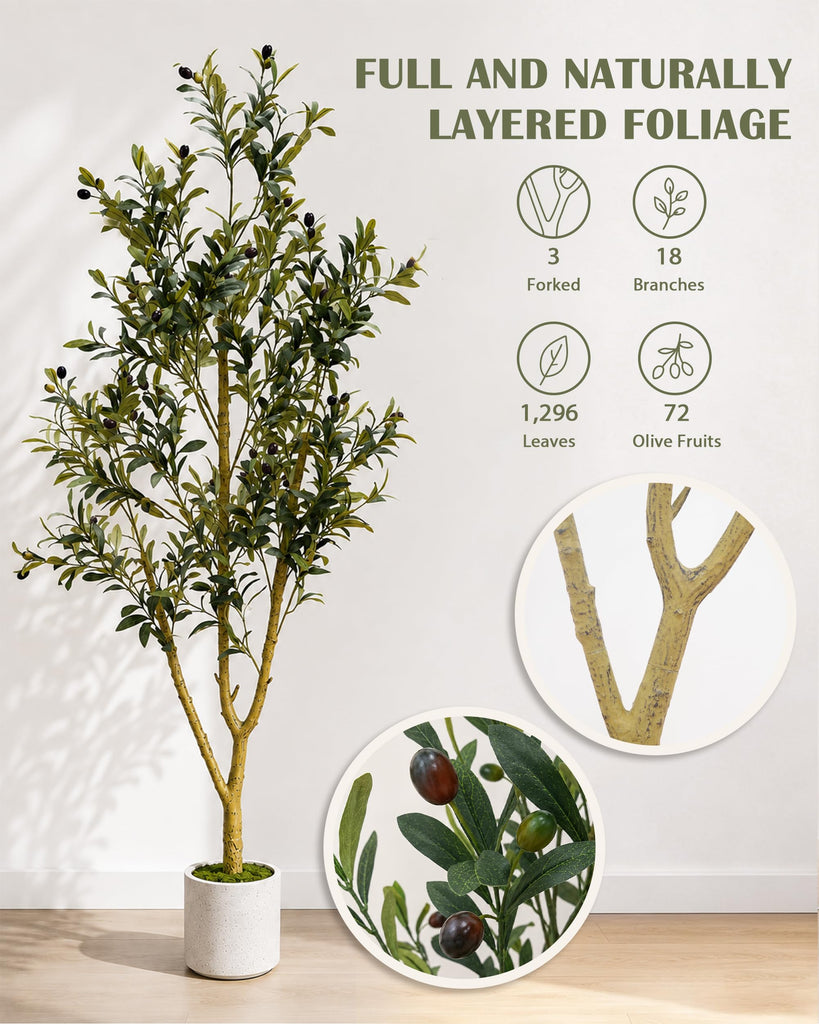 Faux Olive Tree 6ft, Artificial Olive Tree for Indoor Decor