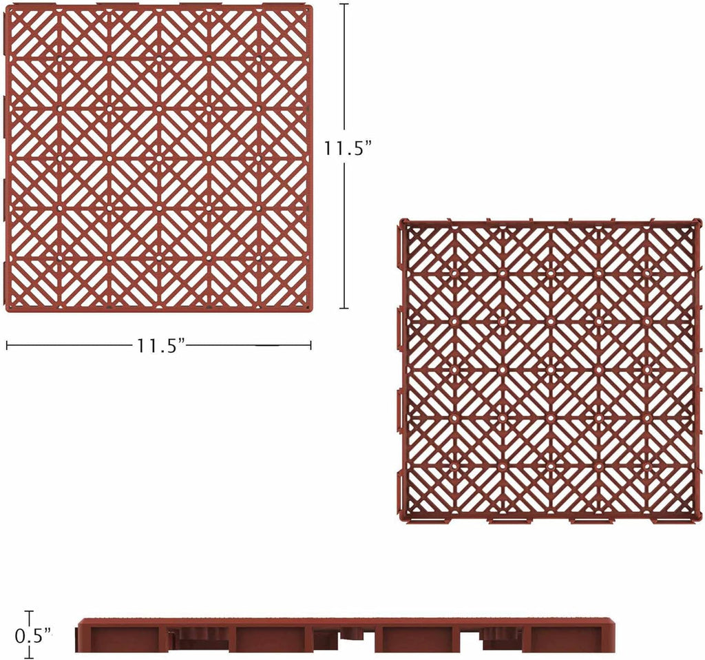 Deck Tiles - 30-Pack Polypropylene Interlocking Patio Tiles ? Outdoor Flooring for Balcony, Porch, and Garage by