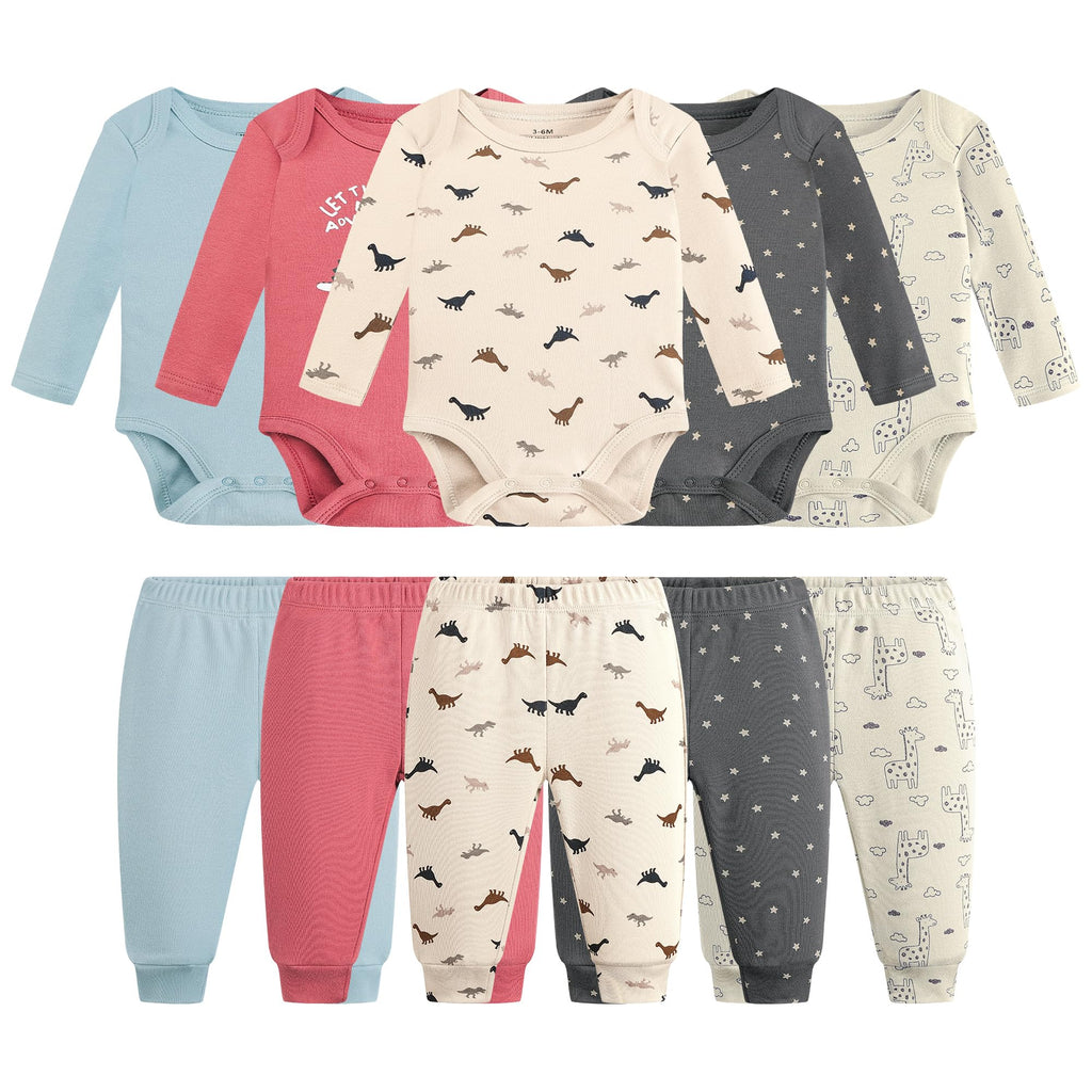 Baby Newborn Layette Piece Set Cotton Bodysuits Long Sleeve Pants Sets Baby Boys Girls Toddler Unisex Baby Gift