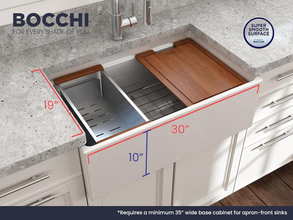 Contempo Workstation Apron Front Step Rim Fireclay 30 in. Single Bowl Kitchen Sink with Accessories in White