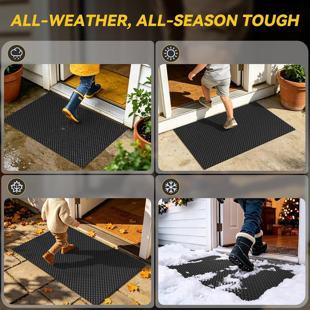 Front Door Mat Outside Entrance, Non Slip Doormat, Black 24"x36" | Welcome Floor Mats, Heavy Duty Drainage Dirt