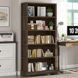 5-Tier Solid Wood Book Shelf, Floor Standing Bookcase, 65" H × 31.5" W × 11.8" D Bookshelf