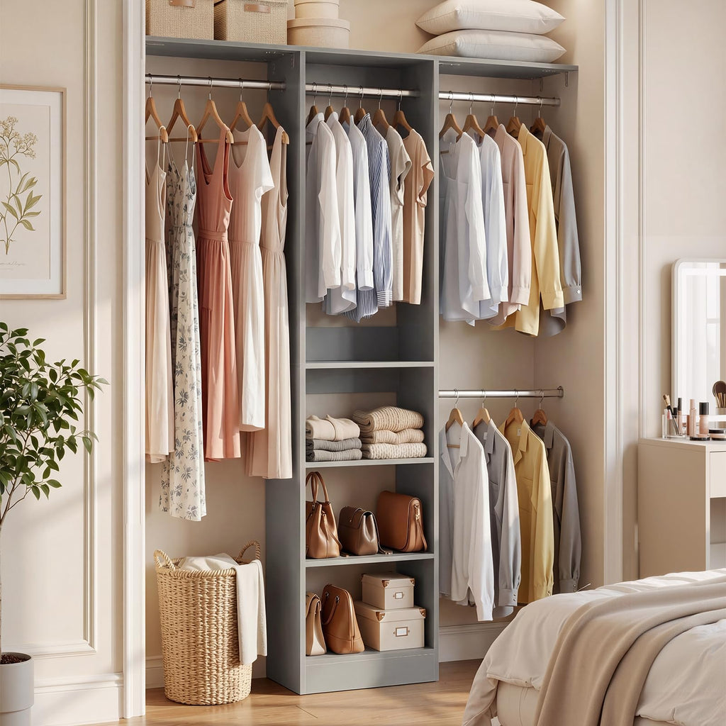 4FT Closet System for Small Space, 80"H, Grey