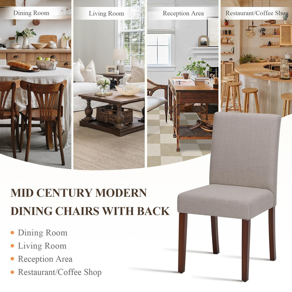 Upholstered Set of 2, Modern Fabric Dining Room Chair, Wooden Dining Chair, Kitchen Side Chairs, Farmhouse Dinner