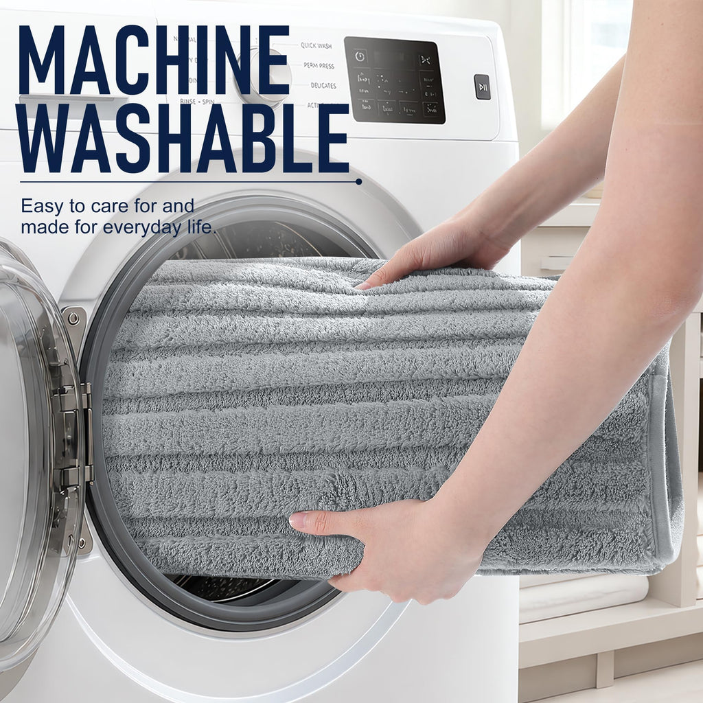 Bathroom Runner Rug 47x17, Soft Absorbent Striped Plush Bath Mat