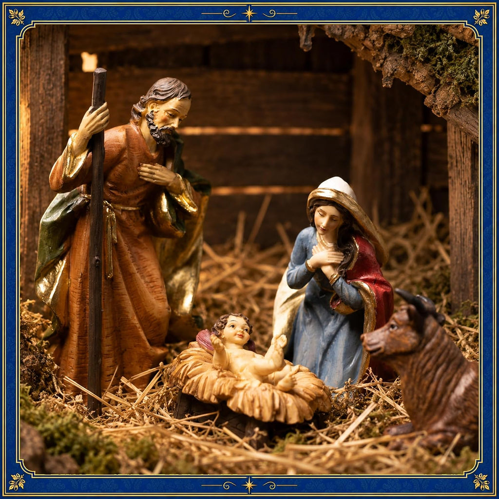 Nativity Set Indoor Christmas Decor,13PCS 6.7" Tall Realistic Figurines