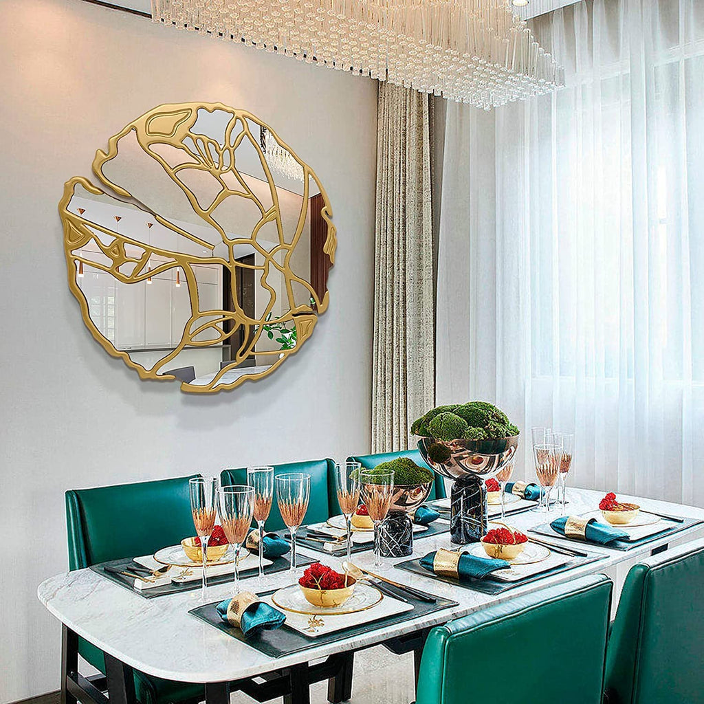 Round Wall Mirrors Decorative, 31.5'' Irregular Frame Gold Mirror for Wall Decor, Large Wall Mirror