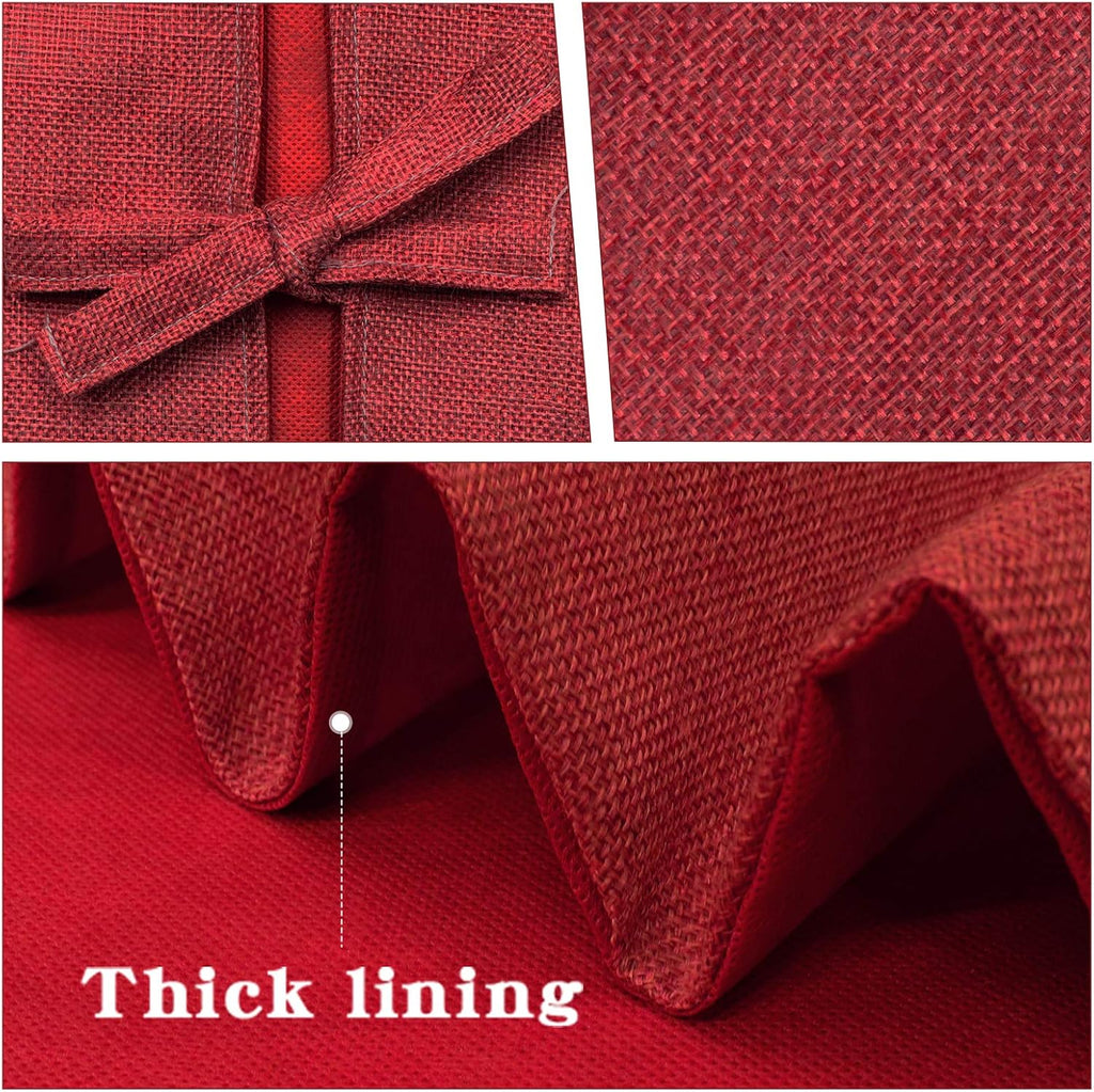 Christmas Tree Skirt, 36 inches Burgundy Burlap Double-Layer Plain Xmas Small Tree Skirt, Rustic Xmas Tree Holiday