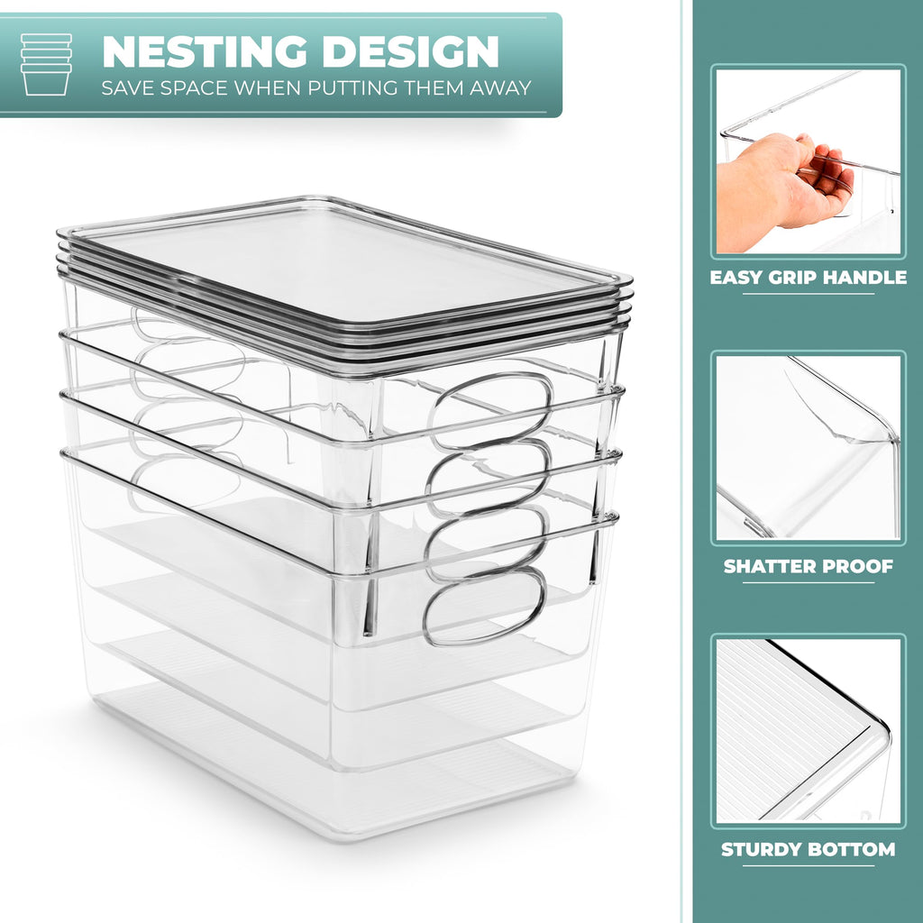Clear Toy Storage Bins with Lids, Stackable (Large, 8 Pack)