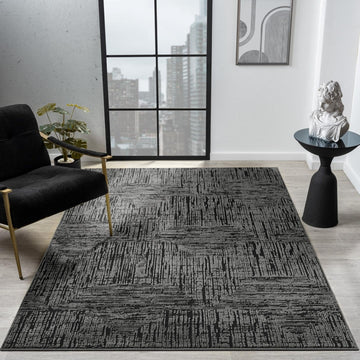 Abstract Textured Area Rug Charcoal