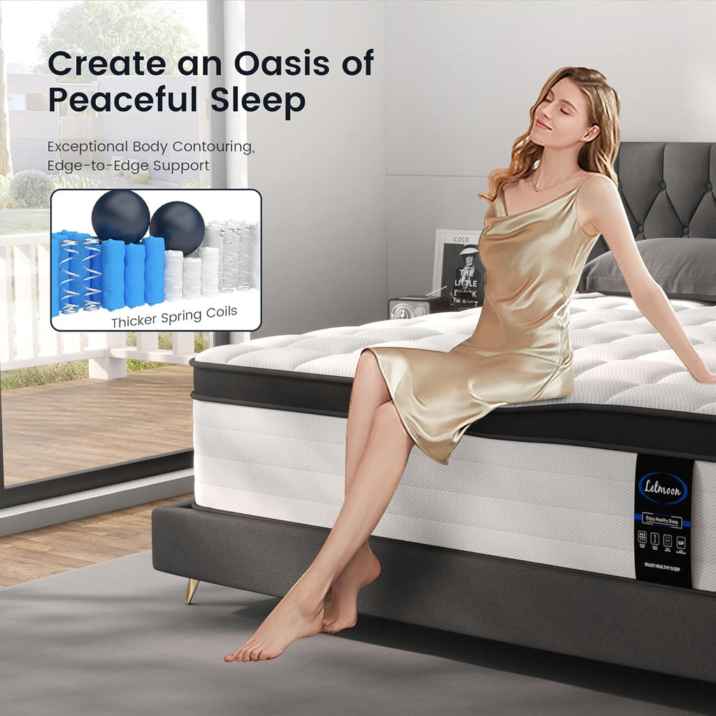 14 Inch King Size Mattress, Medium Firm Hybrid Pocket Spring Bed | Advanced motion isolation and zero noise transfer