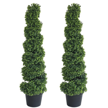 Lifelike 4ft Artificial Boxwood High Density Spiral Topiary Tree Indoor&Outdoor use, Garden, Door Porch Decor 2pack