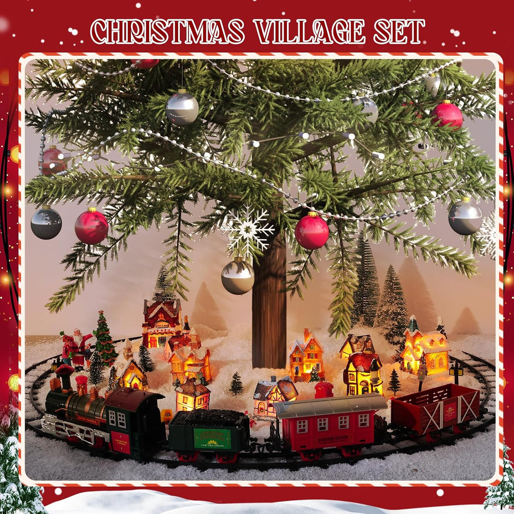 64 Pcs LED Christmas Village Houses Holiday Town Scene Set,Funny
