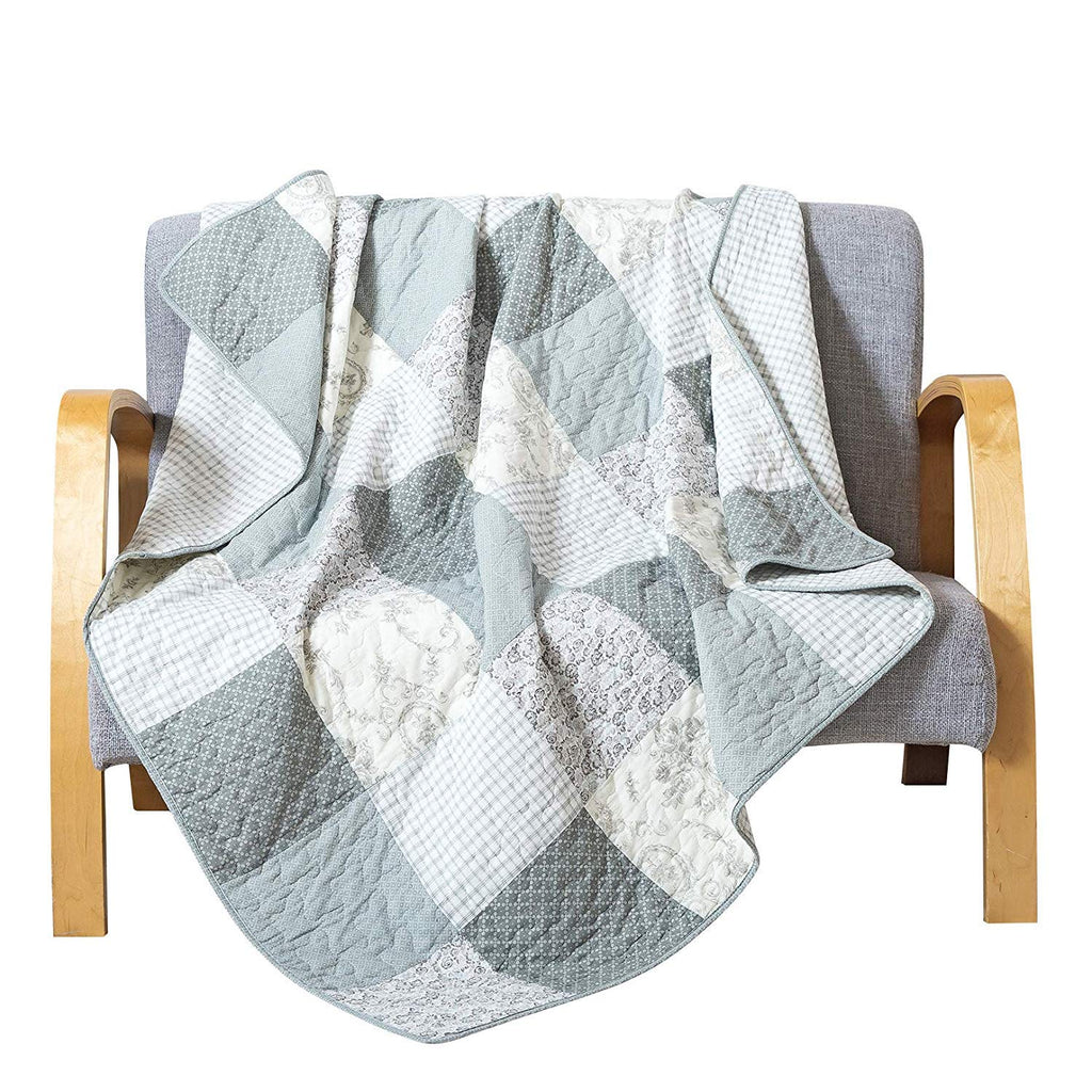Cotton Quilted Throw Blanket, 50"x60" Sage Green, Memory Lane