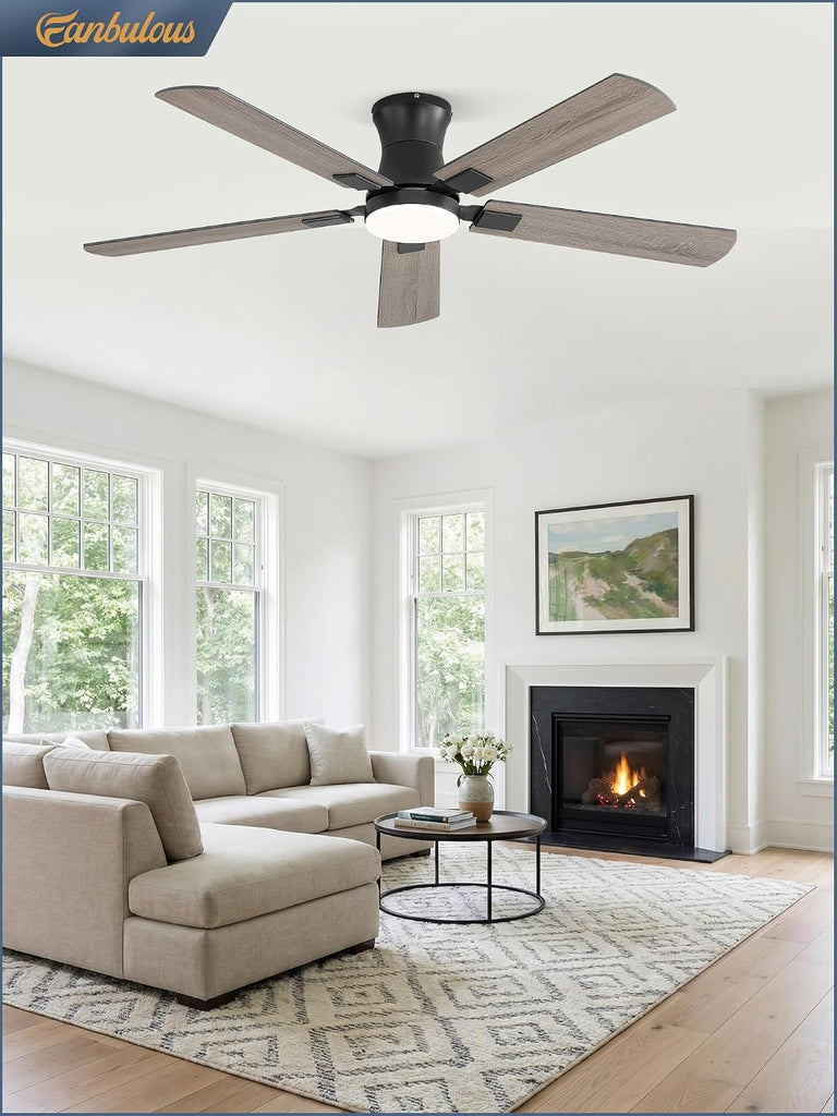 52 inch Ceiling Fan with Light, Low Profile, App & Remote Control