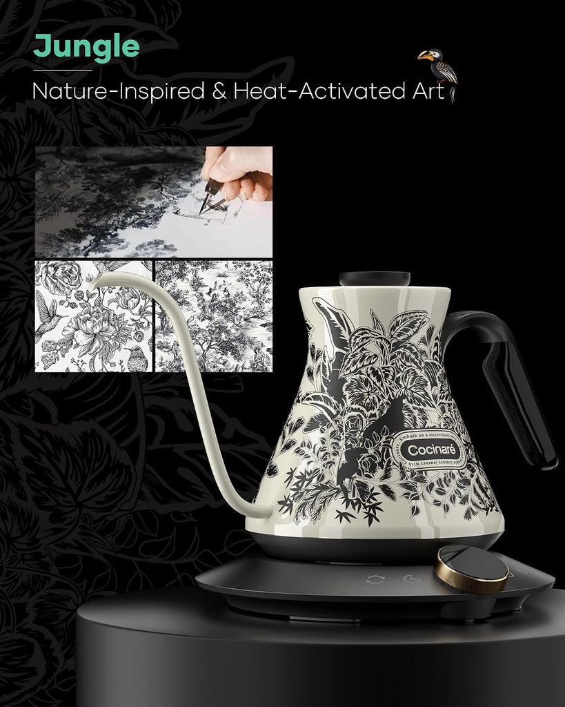 Gooseneck Electric Kettle, ±0.5°F Precise Temperature Control, 1500W Fast Heating, Pour-Over Coffee & Tea, Stainless