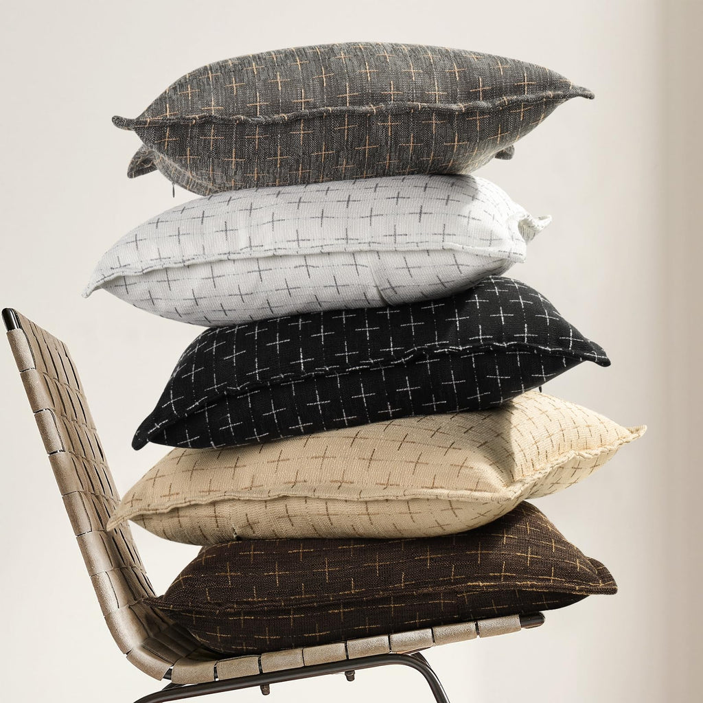 12x20 Pillow Covers Set of 2 Soft Polyester Textured Pillow Covers with Stylish Flange Edge Cozy Farmhouse Throw