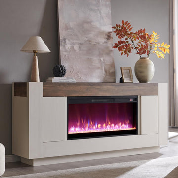 Modern 70" Fireplace TV Stand with 36" Electric Fireplace, Entertainment Center for TVs Up to 80", Media Console with