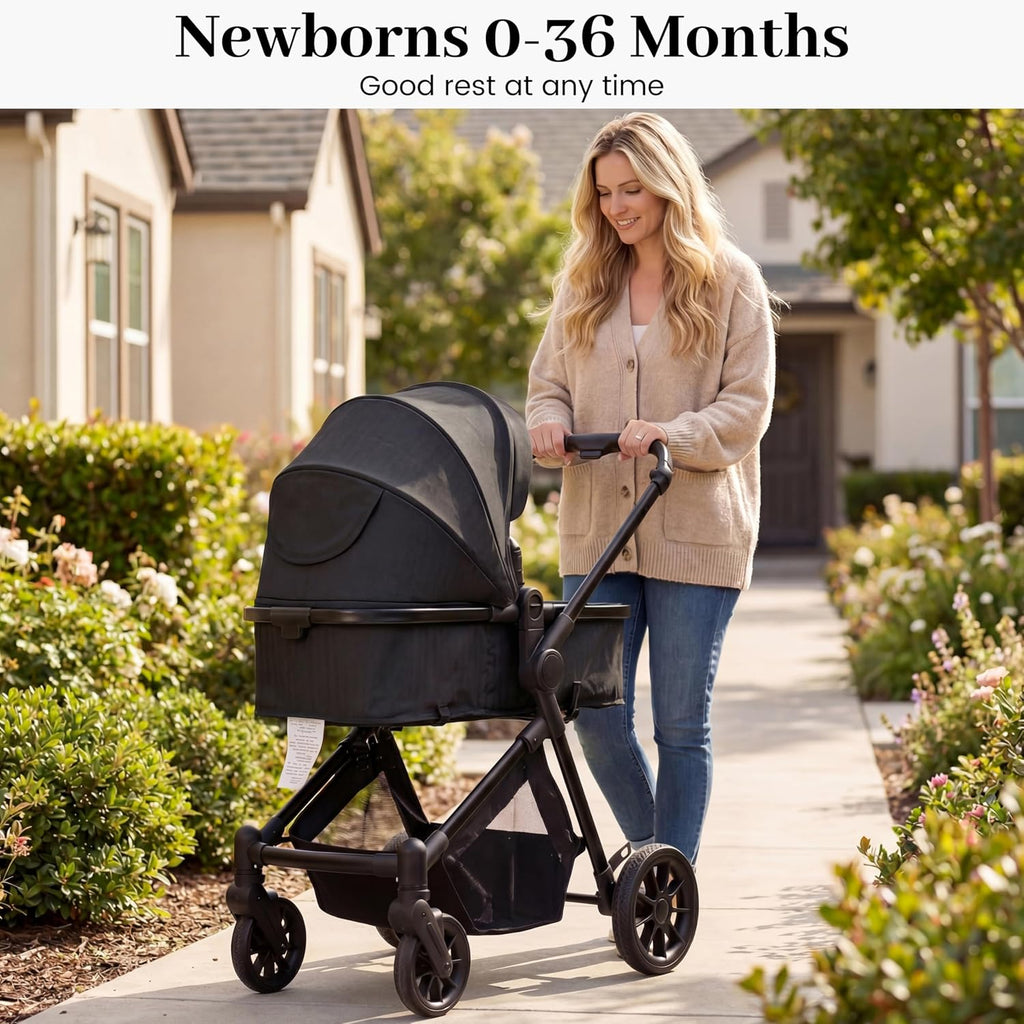Lightweight in-1 Baby Stroller with Reversible Seat, Black