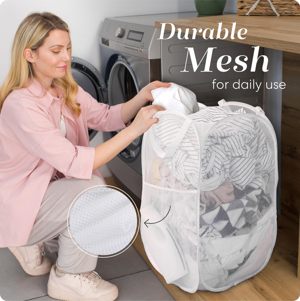 Mesh Pop Up Laundry Hamper Foldable Basket 2-Pack