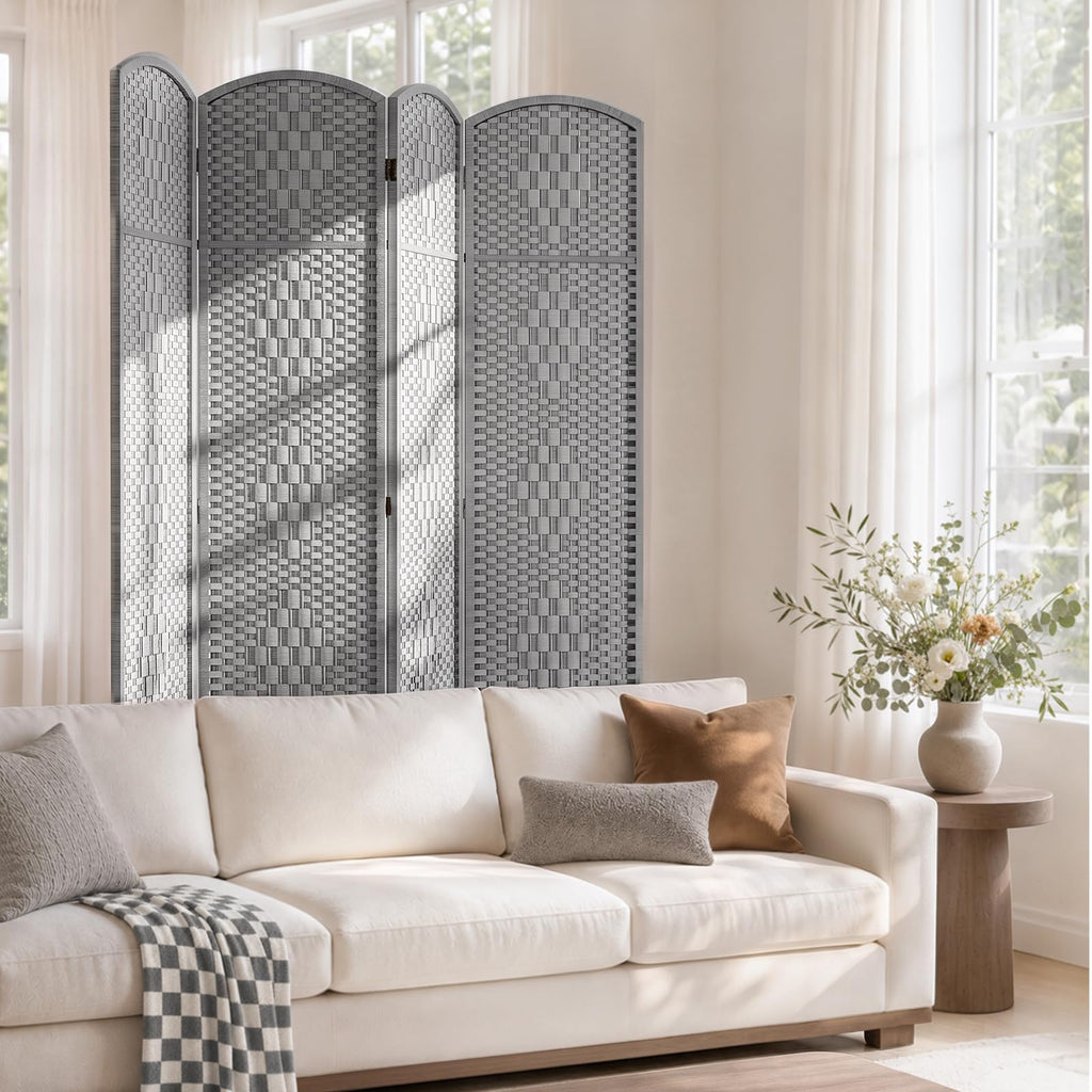 Room Divider, Folding Privacy Screen, 4 Panel Wall Divider, Stone