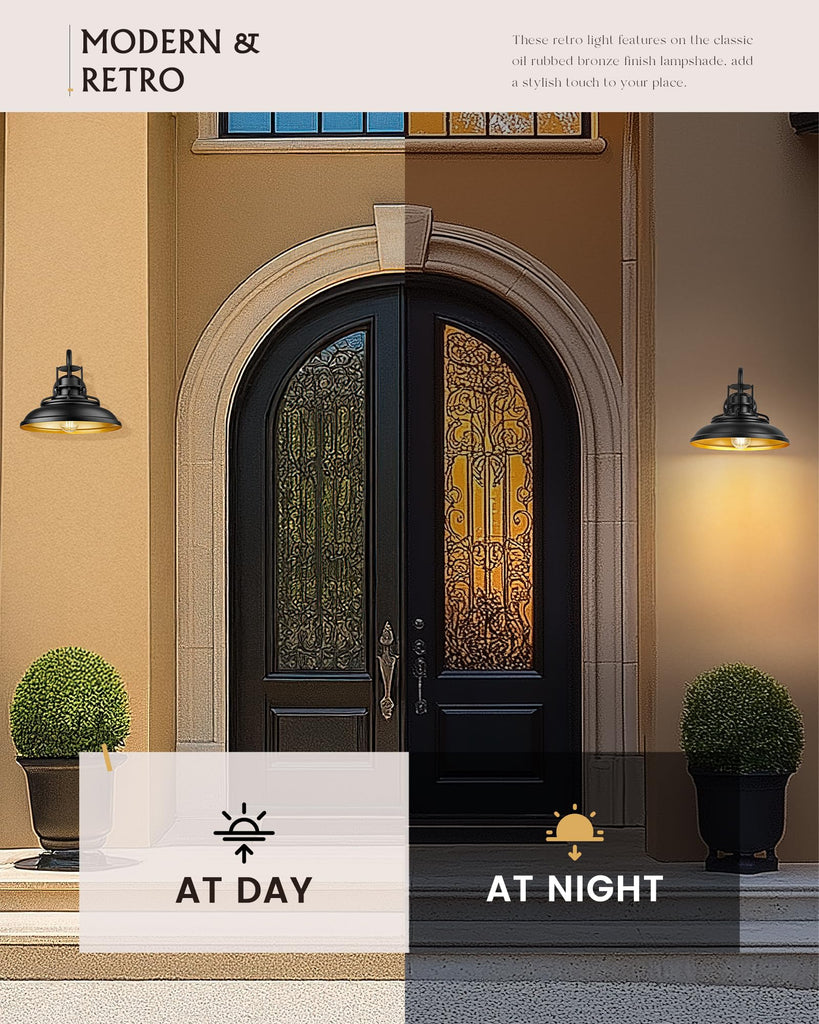 12" Outdoor Barn Light Fixture, Exterior Lighting Fixtures, Black Wall Mount Porch Lights Outdoor House Lights for