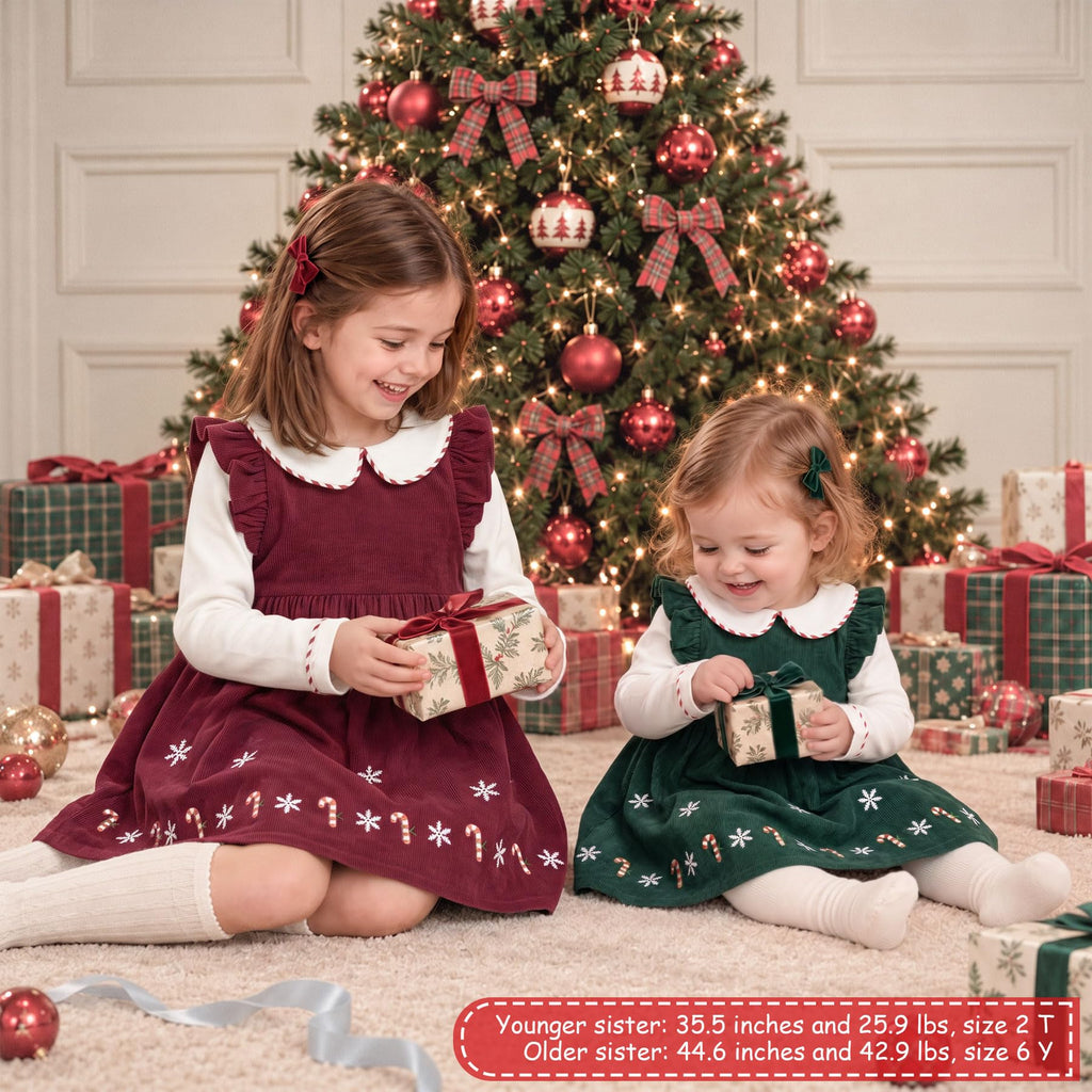 Toddler Christmas Dress, Peter Pan Collar, Green