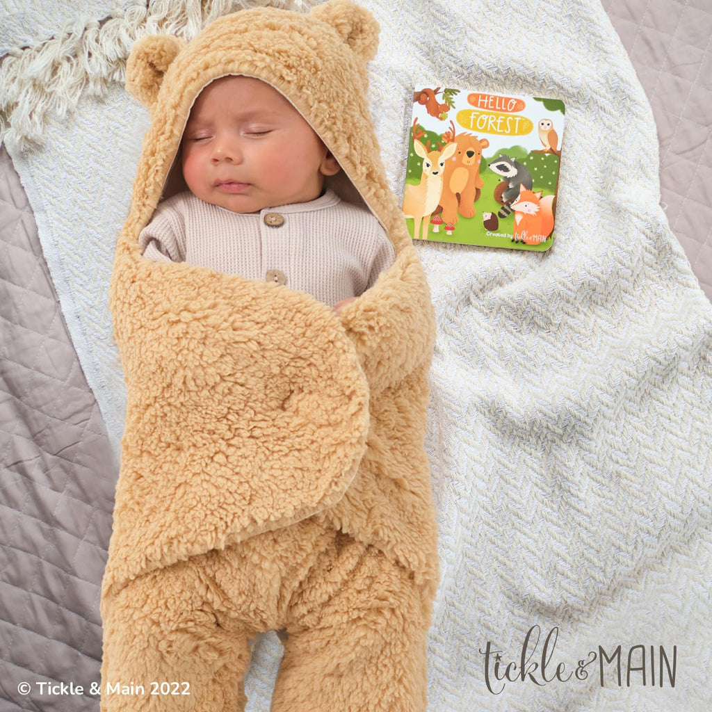 Forest Animal Newborn Gift Set - Piece, 26 x 29 in Cotton Swaddle Blanket - Plush Tree Rattle & Storybook