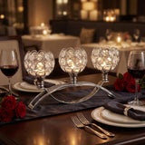 3-Arm Arched Crystal Candelabra, Sliver Candle Holder Table Centerpiece, Dining, Party, Thanksgiving & Christmas