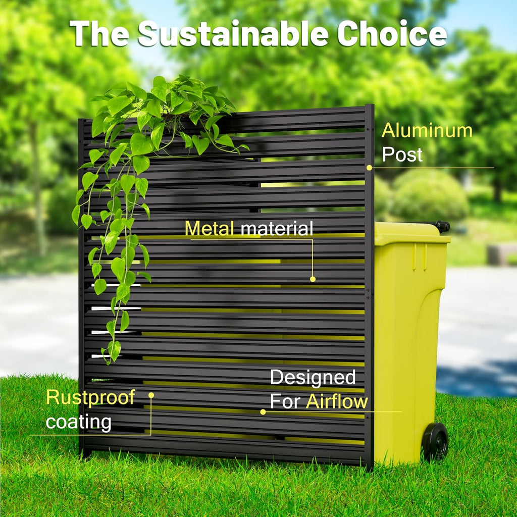 1 Panel No-Dig Metal Privacy Fence Screen, 60" H × 48" W Outdoor Air Conditioner Fence, Rustproof AC Unit Cover to