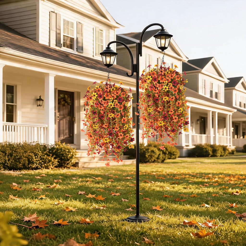 Fall Flowers Fake Mums UV Hanging Plants for Outdoors Decor